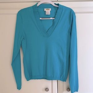 Talbots v-neck sweater EUC in cotton - size Medium in a gorgeous turquoi…
